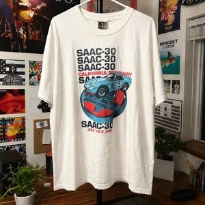 Hanes Beefy-T SAAC-30 Shelby American Automobile Club T-Shirt White 2005 XL Y2K